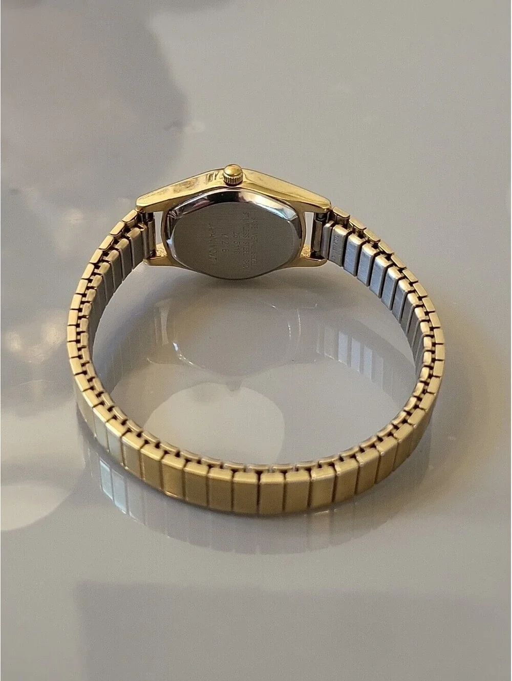 Armitron Diamond Watch Women Gold Stainless St Stretch Battery  Black Quartz EUC